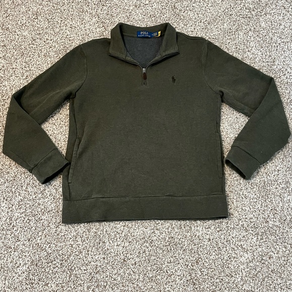 Ralph Lauren Other - Polo Ralph Lauren Olive 1/4 Zip Mock Neck Double Knit Pullover Sweater